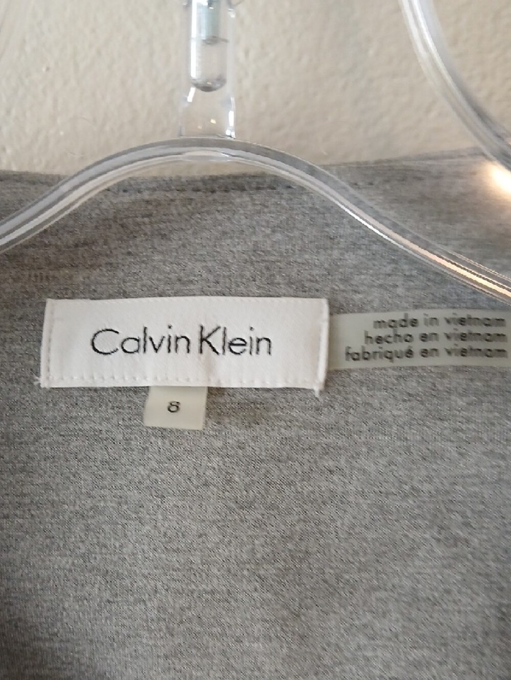 Calvin Klein Light Gray Patchwork Collarless Trench Coat - Picture 2 of 8